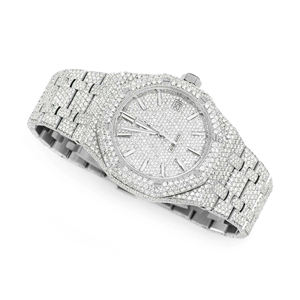 Reloj de Lujo con Incrustaciones de Moissanita VVS, Estilo Hip Hop, de Acero Inoxidable, con Movimiento de Cuarzo, para Hombre, Correa de 20 mm, Esfera de Cristal - Product Image 3