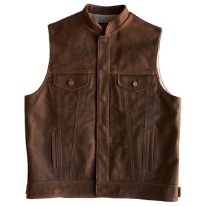 Men's High Quality Lightweight Motorbike Leather <b>Vest</b> with Custom Logo Casual Style Breathable Feature for Winter Low Price - Product Image 1