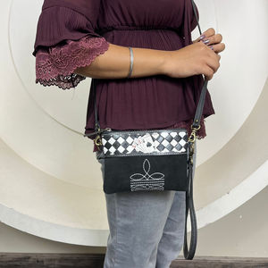 Nouveau OEM sac à main de luxe usiné à la main en cuir à carreaux filles mode sac à bandoulière botte point daim cuir femmes Mini sacs - Product Image 4