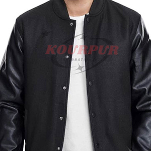 Nouvelle arrivée : veste varsity pour homme avec manches en cuir et poches, fortement recommandée, à prix raisonnable - Product Image 5