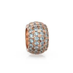 Rondelles grandes de oro macizo italiano de 14K con aguamarina, rondelle decorativa, aguamarina, charm realzador, aguamarina engastada en pavé, rondelle - Product Image 6