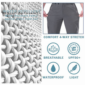 Pantalon de randonnée à séchage rapide pour homme, taille élastique, plusieurs poches, décontracté, léger, pantalon d'été, gris foncé - Product Image 6