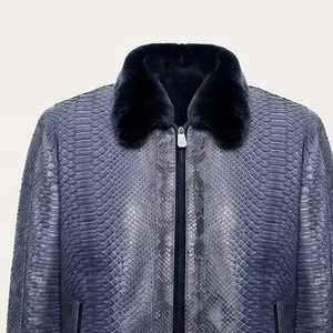 Chaqueta de Motociclista para Hombre de Cuero Genuino con Grabado Croco, Cuello Alto, Premium, Personalizada, OEM, Venta al Por Mayor - Product Image 3