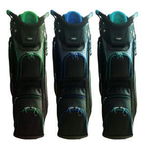 Sac de golf professionnel en cuir PU noir avec organisation multi-poches durable et base renforcée pour une stabilité accrue lors de la conduite - Product Image 3