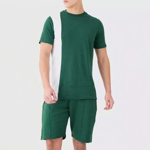Conjunto Deportivo de Verano para Hombre con Bloques de Color, Camiseta de Cuello Redondo y Pantalones Cortos con Cintura Elástica, Ligero, Transpirable y Casual - Product Image 3
