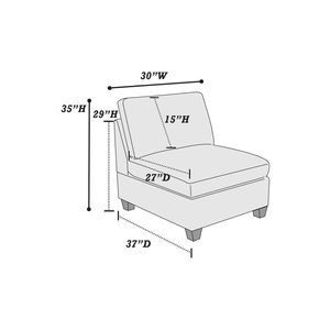 Sedia Modulare Senza Braccioli in Tessuto Ciniglia Grigio con Cuscino, Solo Seduta, per Arredamento Soggiorno - Product Image 3