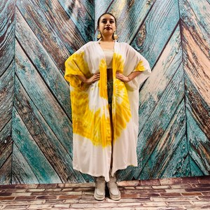 Modern Hot Relaxed Deep V Neck Handmade Tie Dye Trendy Summer 1 Bandeau One-piece Evening Party Boho <b>Beach</b> Kaftan Kimono <b>Robe</b> - Product Image 2