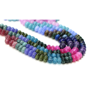 Perles de quartz multicolores bleues, forme ronde, 7-8 mm, perles de pierres précieuses de quartz multicolores lisses, pour la création de bijoux. - Product Image 2