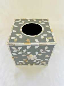 Caja de pañuelos hecha a mano con incrustaciones de nácar, diseño floral, portapañuelos cuadrado geométrico floral - Product Image 6