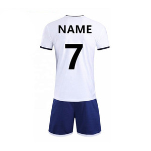 Ensemble de maillots de football personnalisés avec nom et numéro sur mesure |   Design blanc/bleu marine |   100% polyester respirant |   Vente en gros - Product Image 3