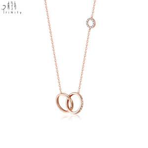 New Collection Manufacturer Export Double Circle Design Chain Fine Jewelry Set 18K <b>Solid</b> <b>Gold</b> Natural Diamond <b>Pendant</b> Necklace - Product Image 2