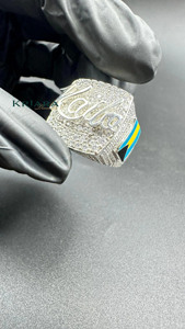 Anillo de Diamante Cultivado en Laboratorio de Plata 925 y Oro Blanco para Hombre, Corte Brillante Redondo, Estilo Hiphop, para Uso Diario - Product Image 2