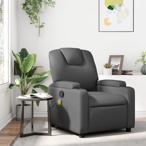 Fauteuil inclinable de massage en similicuir gris, structure standard en métal et contreplaqué - Product Image 1