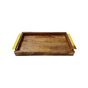 Premium Wooden Serving Tray with Metal Handles | Ramadan <b>Eid</b> Food Serving Tray Decorative Giveaway <b>Gift</b> for Home Dining Decor - Product Image 2