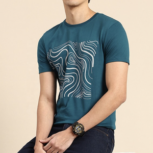 T-shirt respirant à manches courtes en jersey coton/polyester 180g, imprimé sérigraphié, avec logo de marque, pour homme, style streetwear, fabrication sur mesure - Product Image 3