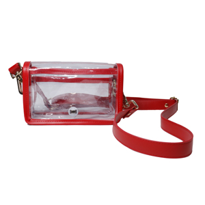 Bolso Bandolera Transparente de PVC para Mujer con Correa Roja Ajustable, Cierre Magnético, Bolso de Mano Ligero y Moderno - Product Image 4