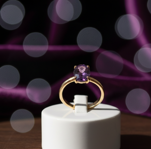 Anillo llamativo de amatista azul, plata de ley 925, chapado en oro de 18 quilates, anillo de cóctel, joyería de piedra de nacimiento de febrero, regalo para ella - Product Image 4