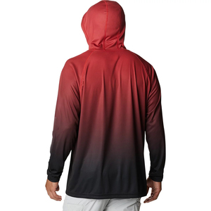 Men's <b>Red</b> Gradient <b>Long</b> <b>Sleeve</b> Hoodie UPF 50 Quick Dry Polyester Pullover Fishing Shirt 2027 - Product Image 5