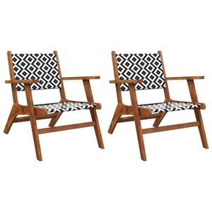 Silla de Jardín de Madera de Acacia Maciza y Ratán Sintético en Color Marrón y Negro - Product Image 2