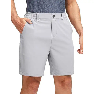Shorts Bermuda Homme Gris Clair Taille Moyenne Boutons Devant Séchage Rapide Polyester Décontracté avec Poches - Product Image 1