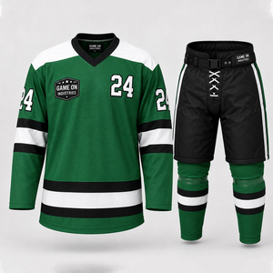 Team Sportswear Breathable Performance Apparel Sublimation Design OEM ODM Service Custom Green Ice Hockey Uniform Sets - Product Image 1
