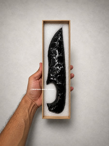 Escultura de Obsidiana Negra Pulida Tallada a Mano de 10 Pulgadas en Forma de Cuchillo, Arte de Forma Libre, Decoración Coleccionable, Venta Caliente - Product Image 5