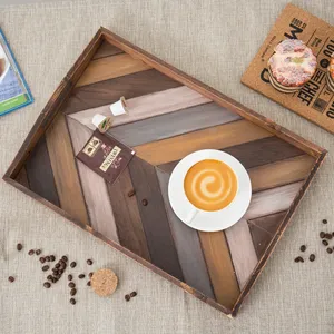 Plateau à café artisanal de designer avec finition en laiton brossé, plateau de service rond en céramique écologique fait main, style américain rétro - Product Image 6
