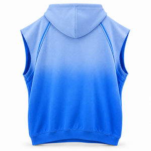 Hoodie sans manches unisexe surdimensionné personnalisé, bleu ombré, en molleton français, pour la gym et le streetwear, pull-over, fabricant OEM, marque privée - Product Image 3