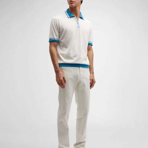 Polo Casual para Hombre 100% Algodón, Diseño Sólido con Ribete en Contraste, Cierre de Cremallera, Corte Regular - Product Image 2