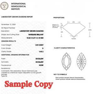 Diamante Cultivado en Laboratorio con Certificación IGI, Corte Marquesa de 1.00 Quilates, Color F, Claridad VS1, CVD, Diamante Suelto, Excelente Proveedor Mayorista - Product Image 5