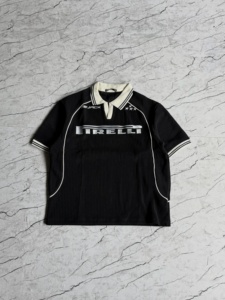 Custom Ribbed Textured Fabric Racing <b>Polo</b> <b>Shirt</b> <b>Vintage</b> Screen Printed Chest Logo <b>Polo</b> T <b>Shirts</b> - Product Image 1