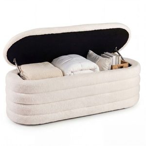 Panca Contenitore Imbottita Bianca con Pistoni a Gas, Capacità di Carico 660 libbre, per Arredamento Camera da Letto - Product Image 1