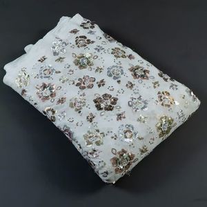 Tela de Red con Lentejuelas y Bordado de Perlas, Material de Encaje de Gasa de Doble Capa de Lujo para Vestidos de Novia y Ropa de Noche - Product Image 1