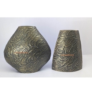 Aluminum Modern Textured Handmade Flower <b>Vase</b> Farmhouse Tabletop Wedding Centerpiece - Product Image 3