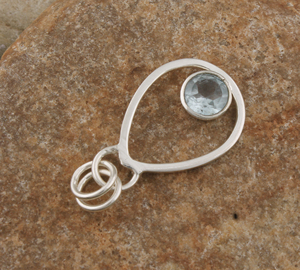Collier minimaliste vintage avec pendentif en topaze bleue, argent sterling 925 plaqué platine, petite pierre précieuse, charme, bijoux superposables - Product Image 6