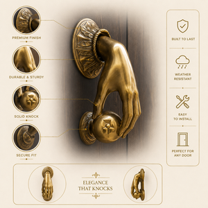 Battant de porte victorien de luxe en laiton antique finition or, décoratif pour entrée principale, élégant accent de style patrimonial pour la maison, décoration de porte - Product Image 5