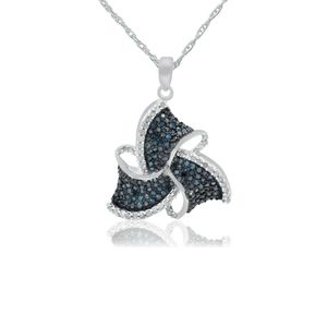 JEWELSPAARK Collar con Colgante de Diamantes Naturales Blancos y Azules de 0.75 Cttw para Mujer, Plata de Ley 925 con Baño de Rodio, Cadena de 18 Pulgadas, G-H - Product Image 1