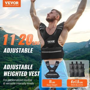 Gilet de poids réglable de 11 à 20lb, bande réfléchissante, équipement d'entraînement pour hommes, femmes, musculation, course à pied - Product Image 2
