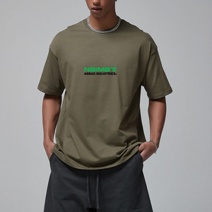 Camiseta Extra Grande para Hombre, Color Verde Oliva, Estilo Urbano, Diseño con Letras Estampadas, Cuello Redondo, Jersey de Algodón - Product Image 4