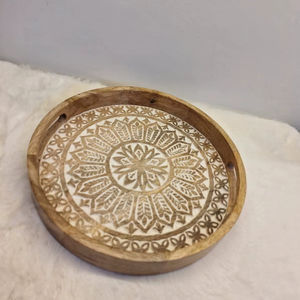 Nouveauté : Plateau rond en bois de luxe, création antique, best-seller pour la décoration intérieure et extérieure de Noël, élégant et pratique - Product Image 3
