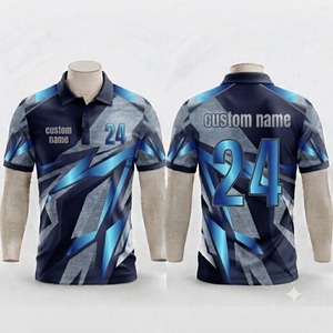 Polo homme à motif géométrique personnalisé, manches courtes, bleu gris, sportif, séchage rapide, imprimé, uniforme d'équipe - Product Image 1