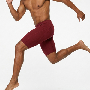 Short de compression uni bordeaux taille mi-haute élastique séchage rapide sportif longueur Bermuda tricoté Spandex Polyester athlétique entraînement S - Product Image 4