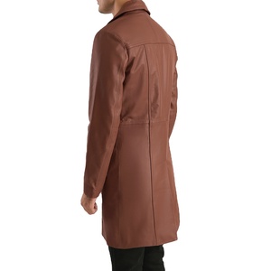 Chaqueta de Cuero Genuino Tipo Gabardina – Cuello Vuelto con Botones para Invierno, Personalizable OEM ODM al por Mayor - Product Image 3