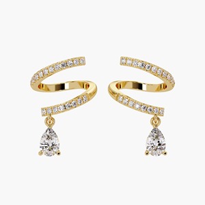 0.85CT 14K Gold Pear Round Lab Grown Diamond Spiral Drop Huggie Earrings Prong Set <b>Wrap</b> Studs 40-Piece IGI Certified Women - Product Image 3
