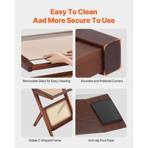 Tavolino da Caffè Moderno Boho in Rattan Intrecciato a Forma di Z con Piano in Vetro Temperato, Stile Contemporaneo - Product Image 5