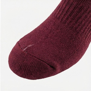 Men's Knee High <b>Socks</b> Solid Color Knitted Regular Style Autumn Daily Wear <b>Burgundy</b> - Product Image 6