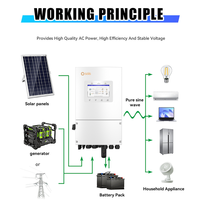 Kits solaires complets Solis 5000W, onduleur hybride d'énergie 5kW, batterie 5kWh 100Ah, panneau solaire pour applications domestiques