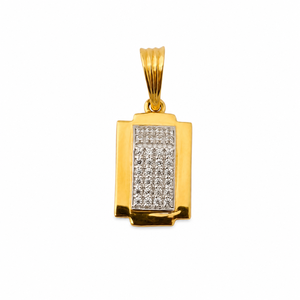 Pendentif rectangulaire en or 18 carats plaqué or avec diamants, pour homme et femme, finition polie, géométrique, pour mariage, fête, usage quotidien, cadeau, bijoux - Product Image 2
