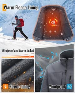 Veste Softshell Homme Darklight Doublée Polaire Coupe-Vent Imperméable Légère Vêtement de Travail Extérieur Hiver - Product Image 5