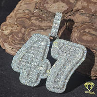 Collier personnalisé avec pendentif numéro 47, serti de diamants Moissanite, chaîne cubaine Hip Hop, bijou cadeau